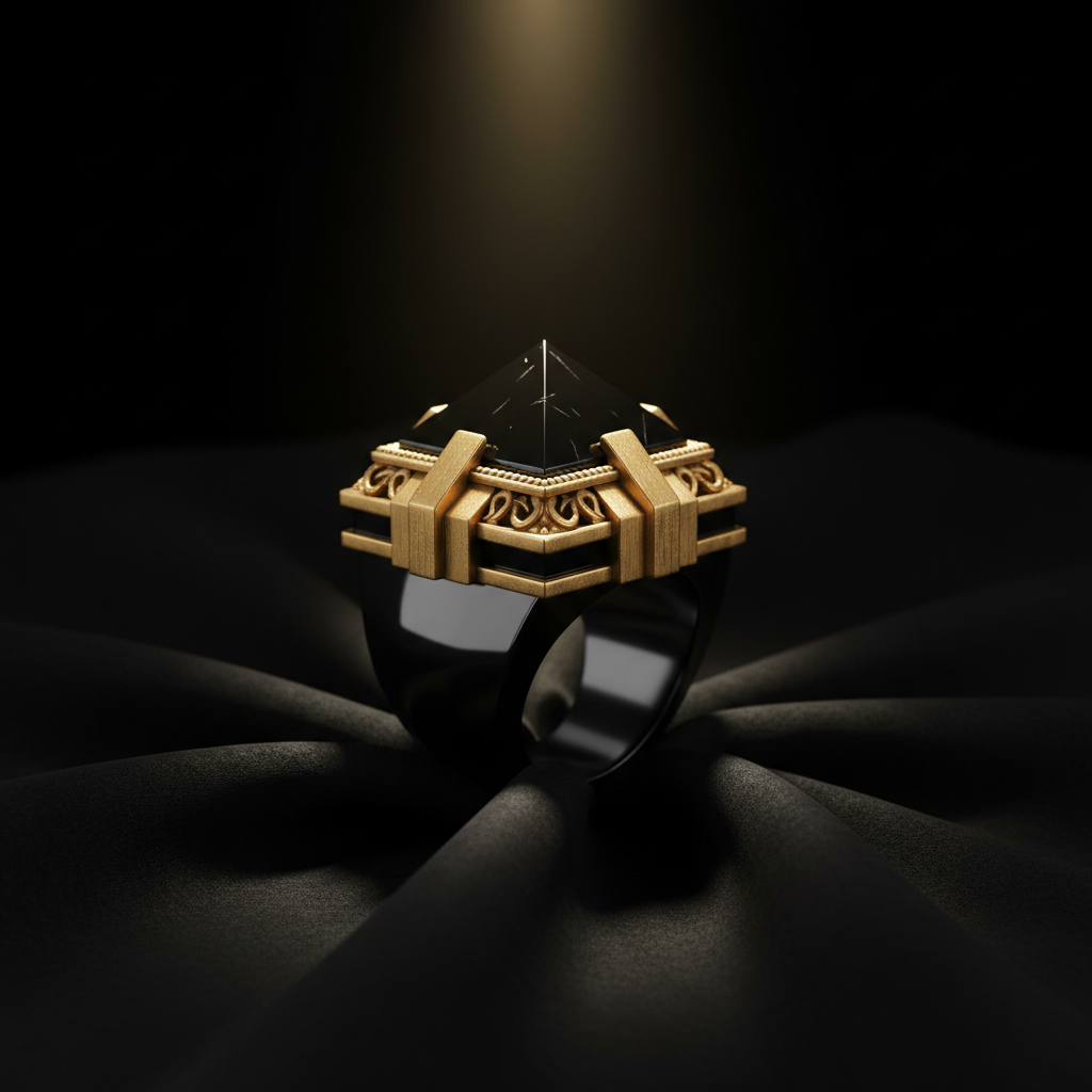 The Obsidian Throne Ring — statement dark stone ring by Zovaire
