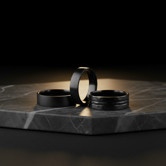 The Noir Stack Set — blackened stacking rings by Zovaire