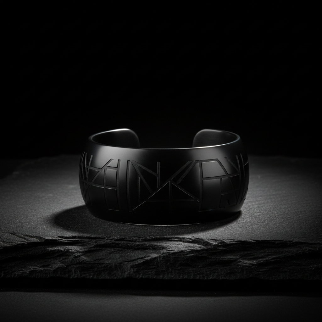 The Obsidian Cuff — blackened steel cuff bracelet by Zovaire