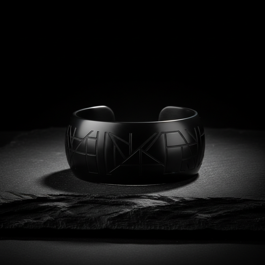 The Obsidian Cuff — blackened steel cuff bracelet by Zovaire