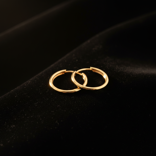 The Sovereign Hoops — thin gold hoop earrings by Zovaire