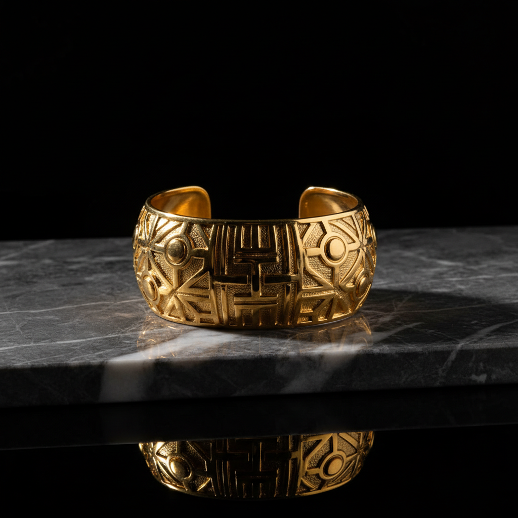 The Architect Cuff — gold sculptural cuff bracelet by Zovaire