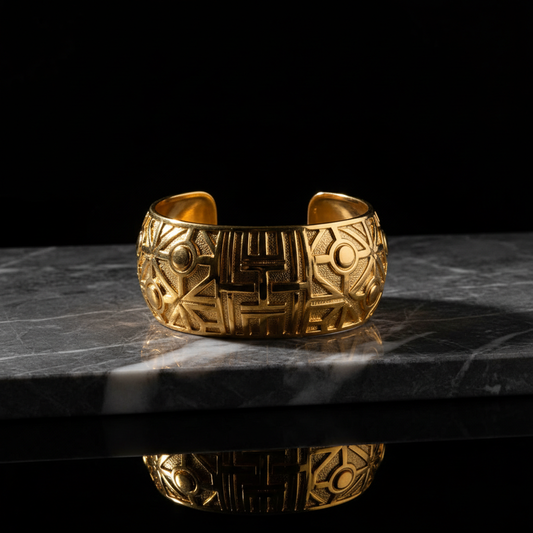 The Architect Cuff — gold sculptural cuff bracelet by Zovaire
